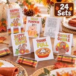 Colour In Thanksgiving Placeholders with Crayons-24 Sets
